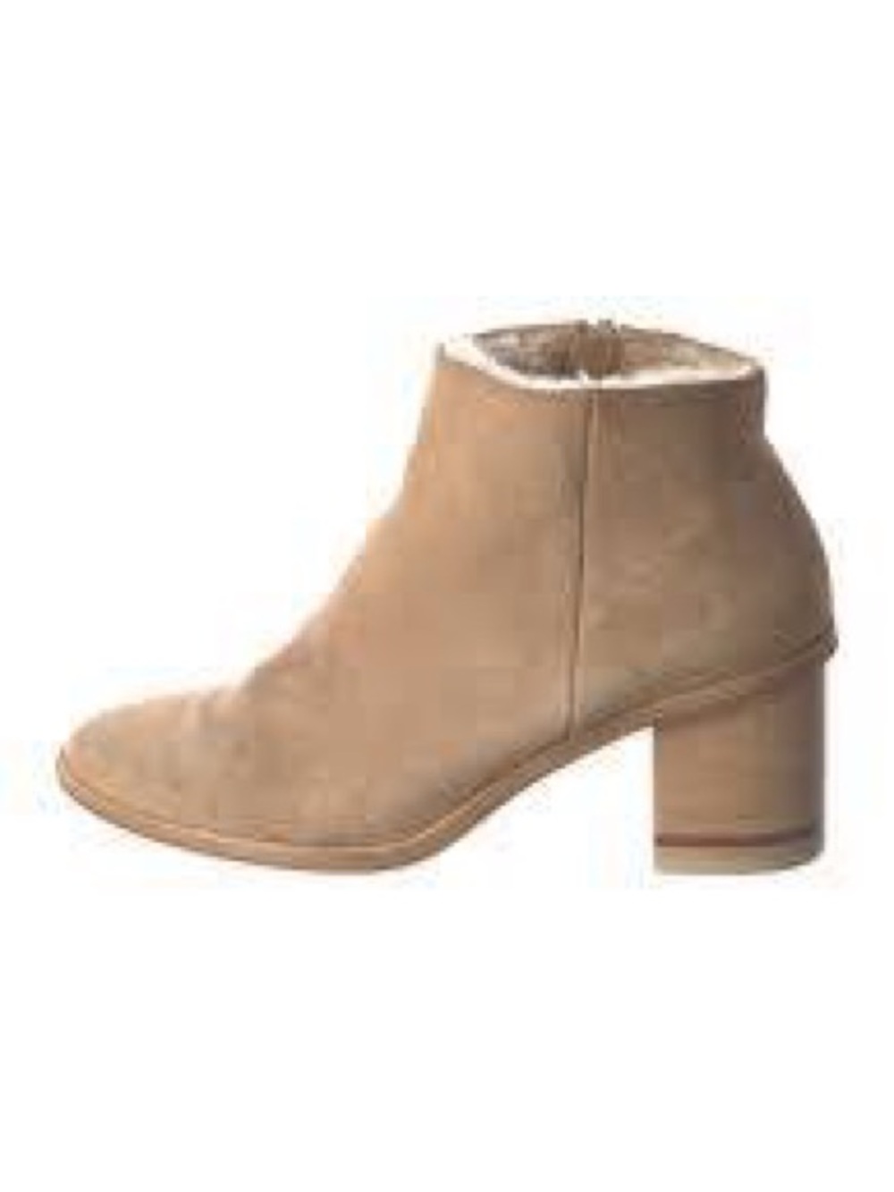 COCLICO Tan Suede Shearling-Lined Ankle Booties